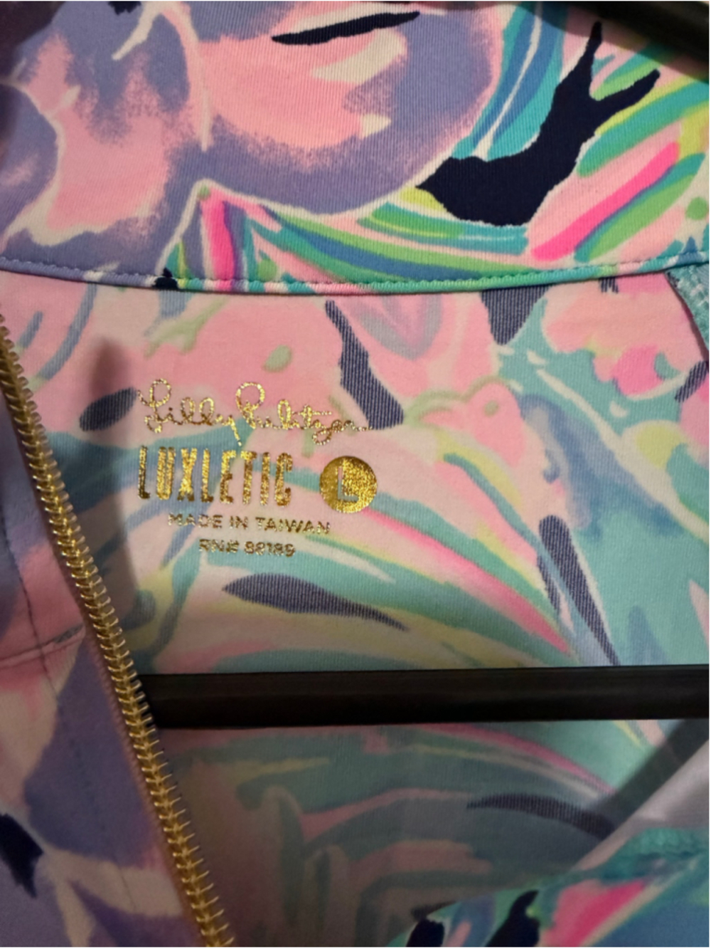 Lilly Pulitzer Luxletic Women’s Large Tropical Floral Quarter Zip Pullover Top - Picture 5 of 6